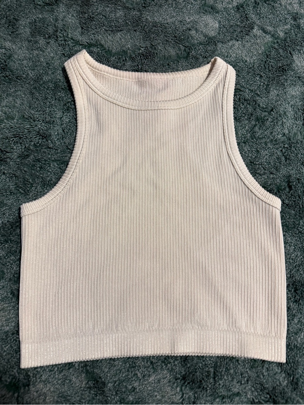 Ribbed Cropped Tank Top - Cream
